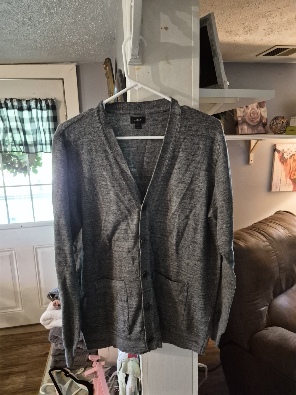 J. Crew Gray V-Neck Button Cardigan